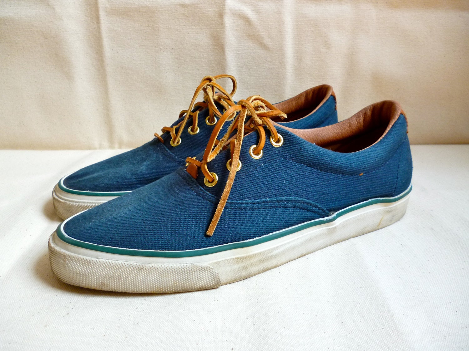Reserved For James: Vintage G.H. Bass Navy Canvas Deck Shoes