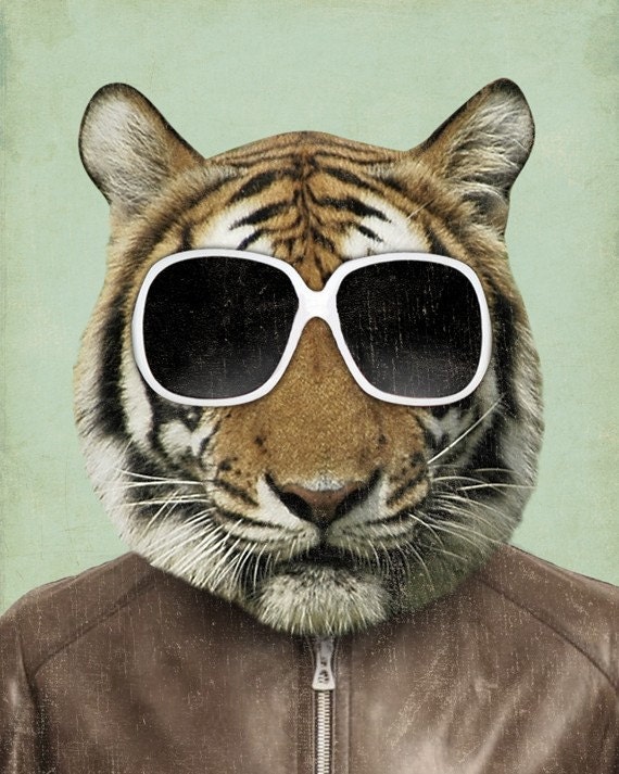 Tiger Art The Cool Tiger in Sunglasses Tiger Art Print