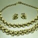 SALE Full VINTAGE CORO Set Enamel leaf Necklace, Earrings, Bracelet, Free Ship