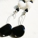 Black White earrings agate jade stone