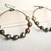 Pearl Hoop Earrings, Wire Wrapped Brass Hoops With Green, Brown, and Gold Freshwater Pearls: 15% Off