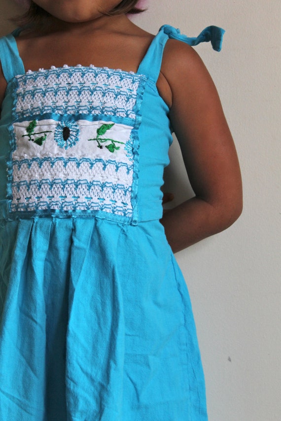 Little Girls Spring Dress / Vintage Cotton Hippie Dress