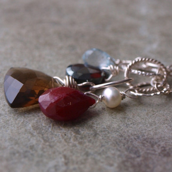 Ruby and White Pearl Charm Pendant