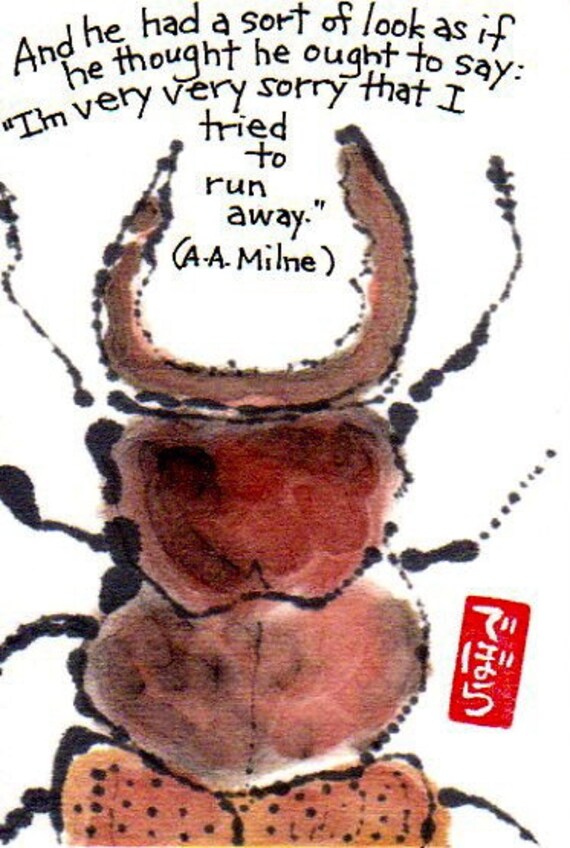 Stag Beetle with A.A.Milne Poem