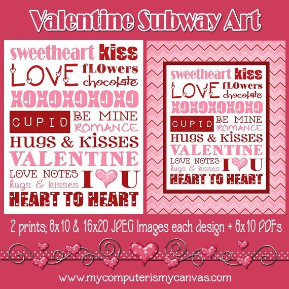 Valentine Subway Art Printable INSTANT DOWNLOAD