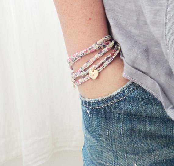 Items similar to Gold charm bracelet, liberty wrap bracelet, TWO hand
