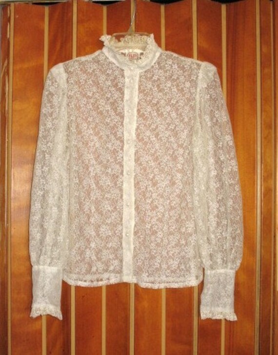 lace high collar blouse