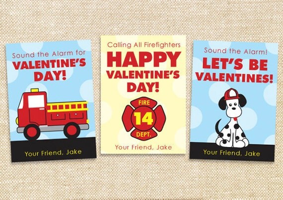 Printable Valentine cards - Firetrucks Il_570xn