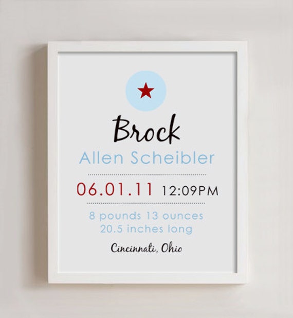 8 x 10 - Custom Birth Print - STAR wall art Il_570xn