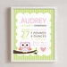 2 Personalized Birth prints Owl wall art - 8x10 print