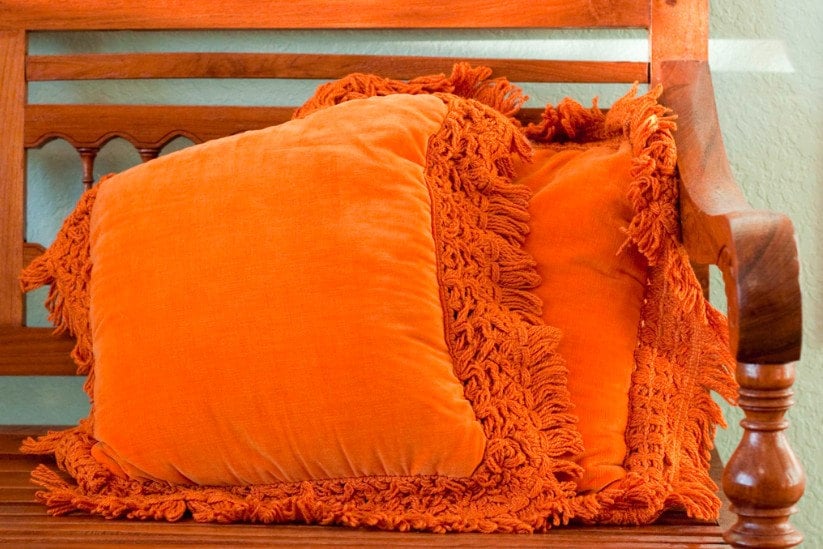 Retro Orange Velvet Throw Pillows by toridickson on Etsy