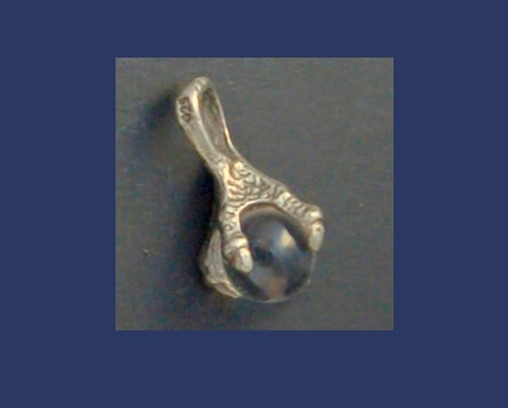 STERLING Eagle Talon Claw holding a Crystal Ball PENDANT