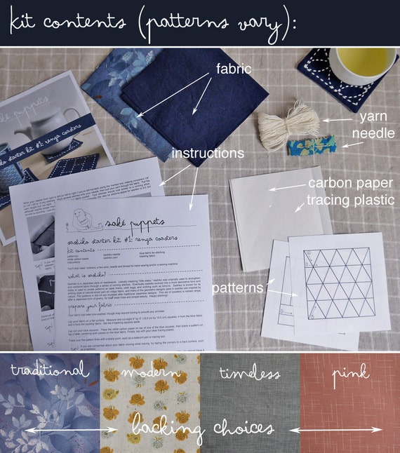 DIY Kit Sashiko Embroidery Coaster and Placemat Nigiyaka