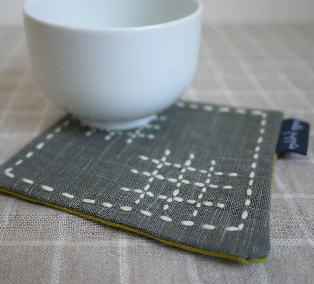 Hand Stitched Sashiko Coasters Set Of