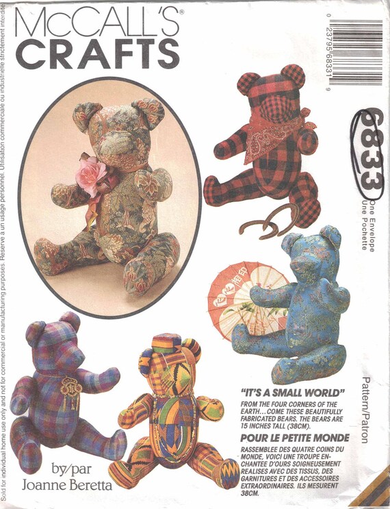 Teddy Bear Pattern McCalls 6833 uncut 15 inch Bear