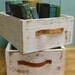 White Weathered Trug Tray Crate Leather Handles