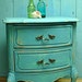 Turquoise Bermuda Reef Vintage Bow Front Side Table or Night Table