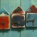 Red and Blue Beach Hut Boat House Key Holders