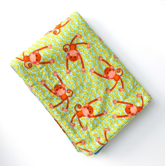 Baby Boy Blanket in Flannel and Minky with Monkeys