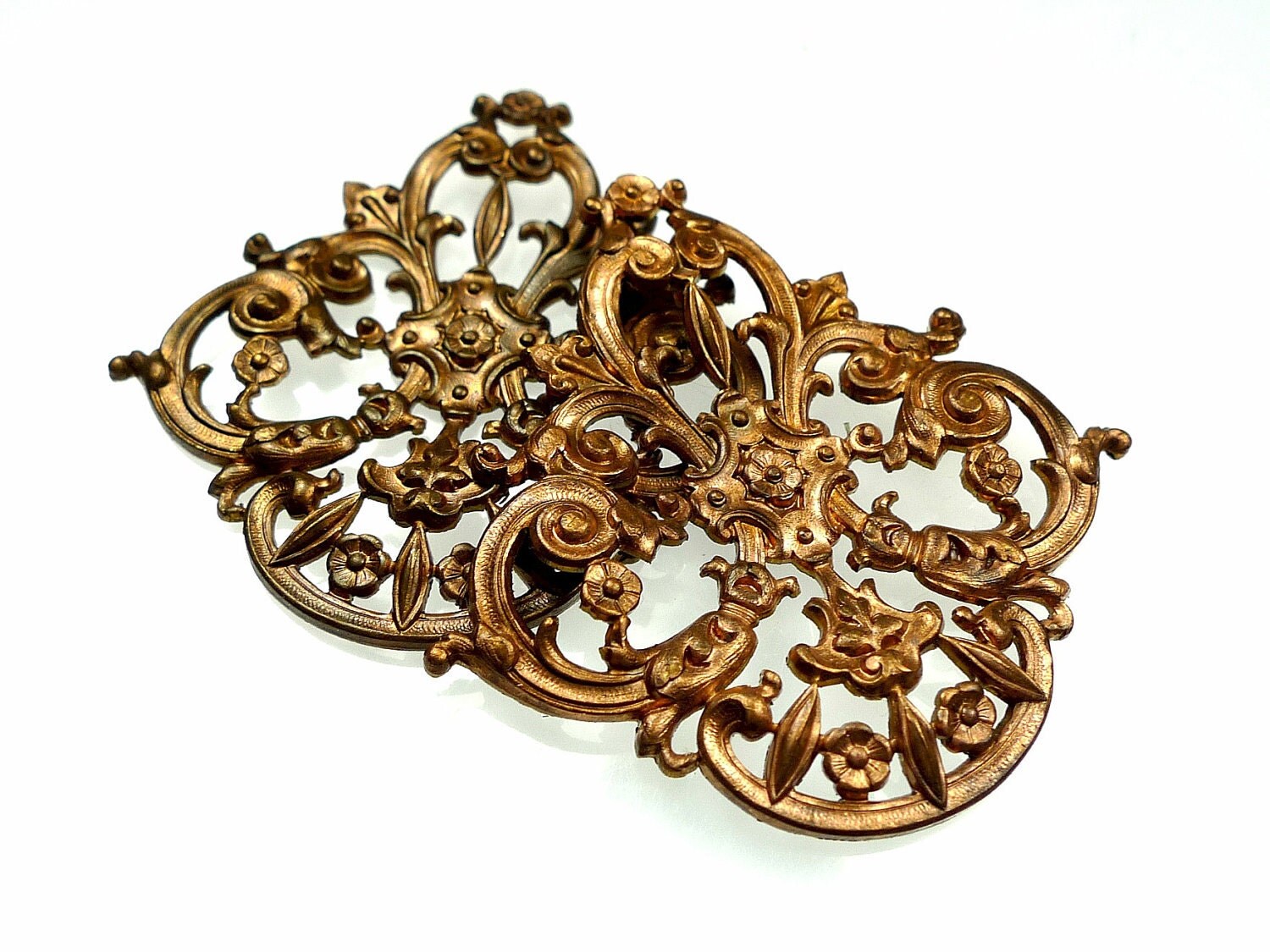 Raw brass stampings 2pcs by oldish on Etsy