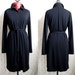Vintage 1970s Dress- Esprit Jet Black Polyester Jersey Knit Shirt Dress