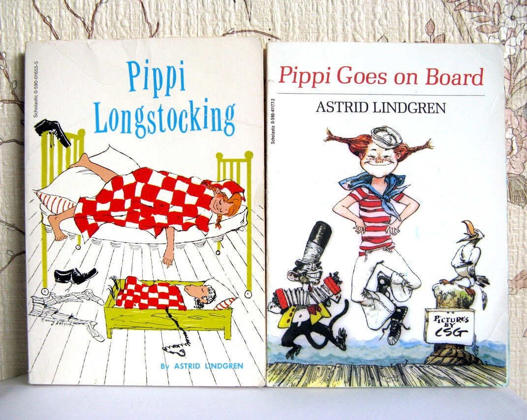 Pippi Longstocking 2 Vintage Paperback Books Astrid Lindgren