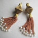 1 pair Huge Vintage Chain Tassel Drops with Corrugated Ribbed Beads and Caps