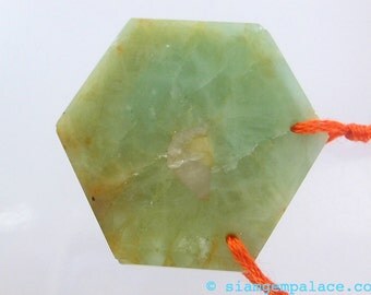 Aquamarine Focal Bead Matte Finish XL 2 Holes Polished Hexagon Crystal Slice. Beveled Edg Great color. 73.19 cts. 30mm (EM367)
