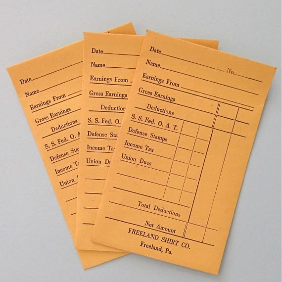 Items similar to 6 Vintage Payroll Envelopes Office Ephemera from 1940s