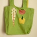Linen Market Tote Bag Light Green with Tomato, Pepper, Chard