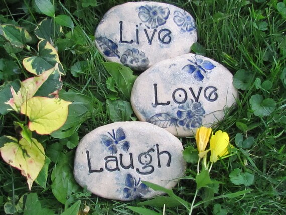 Live Love Laugh garden rocks little message stones words