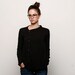 Buttoned black asymmetric women blouse