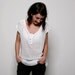 White knitted woman blouse, round neck, knitted women white tunic with shell buttons