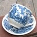 Vintage Alfred Meakin Fairwinds Teacup and Saucer from Staffordshire England in Blue and White