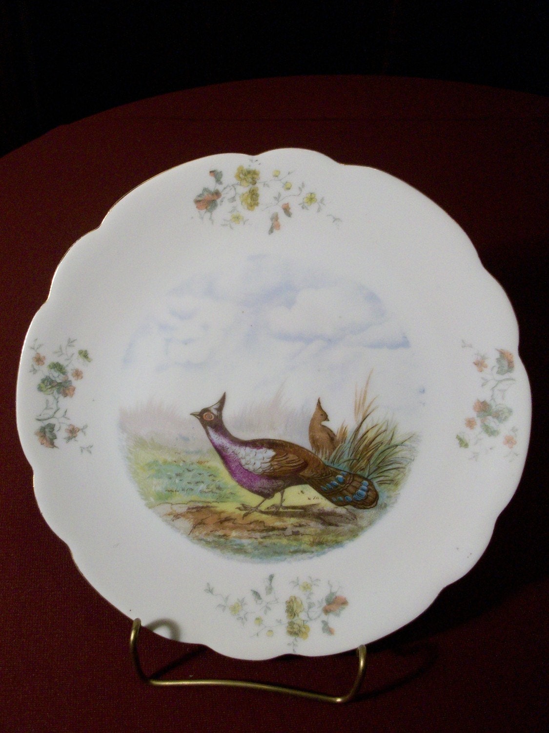 Floral Fowl Luncheon Dessert Tea Plate Haute Juice