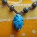 Blue Scarab Peruvian Beaded Hemp Necklace