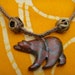 Carved Red Jasper Bear and Ashanti Bead Hemp Necklace