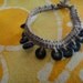 Black Frosted Glass Beaded Hemp Bracelet / Anklet