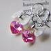 Sterling Silver Pink Crystal Heart Earrings - Valentines Day Jewelry - Love - Romantic - Sweet Sixteen - Birthday Mothers Day