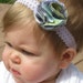 SALE Baby Girl Headband -Purple, Pom Pom, Elastic Lace Headband