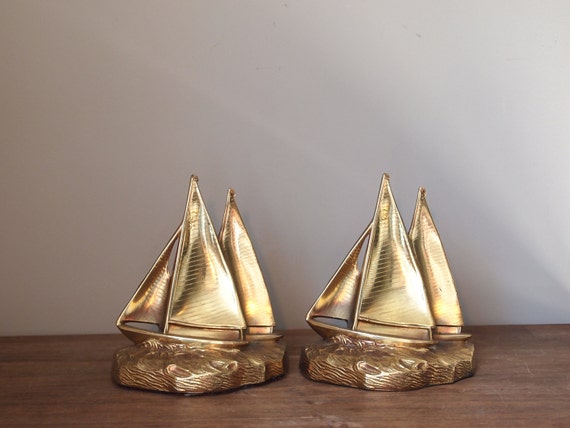 brass bookends sailboats