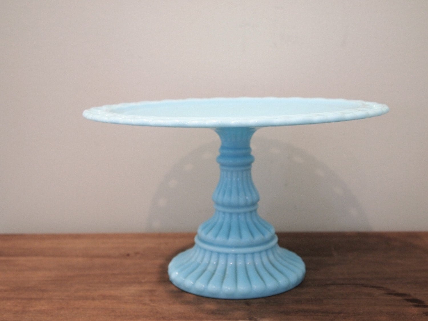 Vintage Blue Glass Cake Stand Vintage Blue Glass Cake Stand