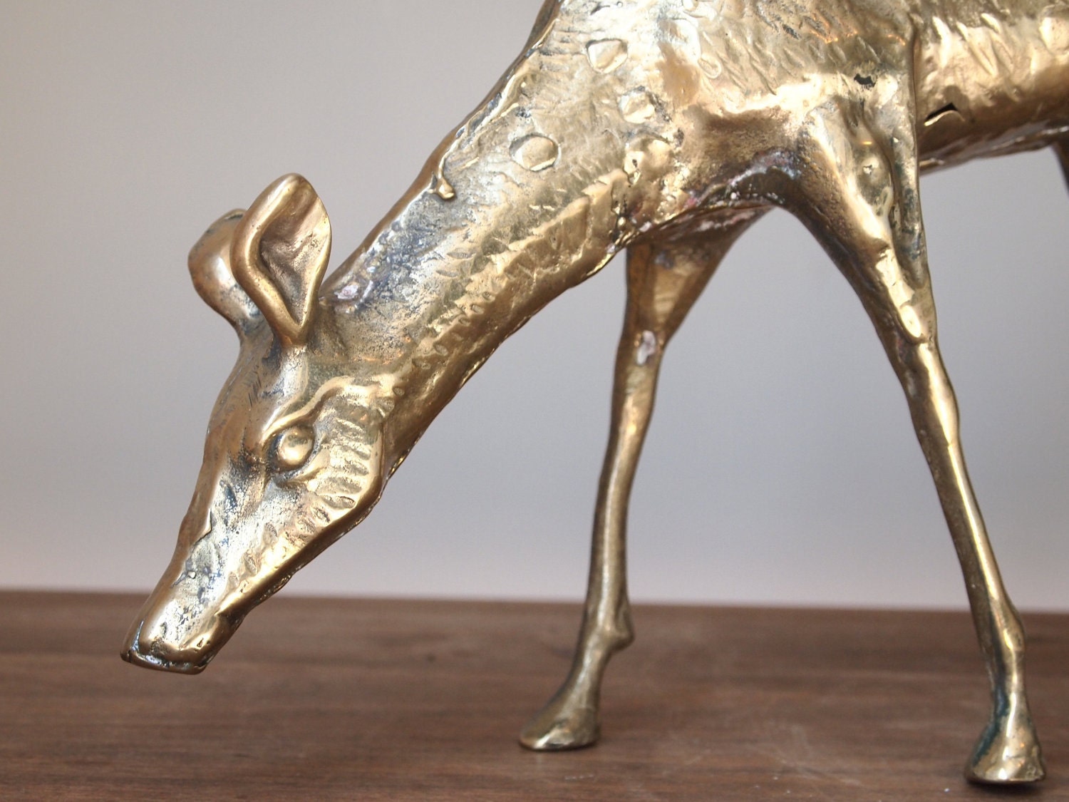 large brass deer statue or figurine vintage Fall decor