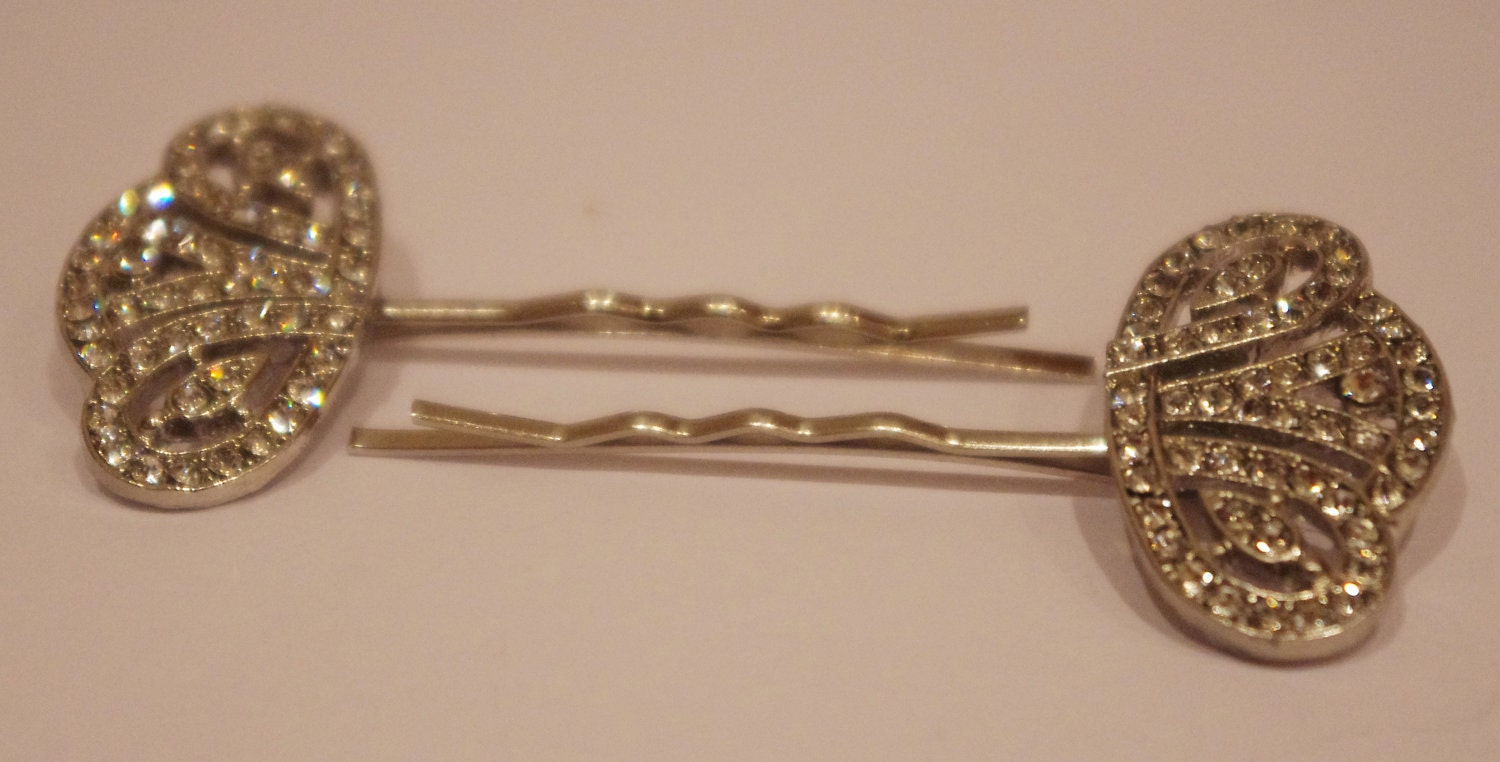 Pair of Art Deco Diamante/Rhinestone Bobby Pins by DaydreamBridal