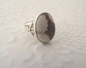 Peanut Wood Jasper Sterling Silver Ring---Size 8