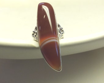 Red Botswana Agate and Sterling Sil ver Ring---Size 7 ...