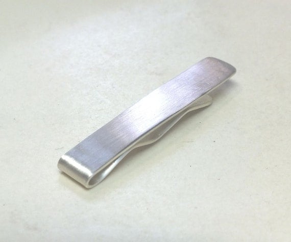 Mens Sterling Silver Tie ClipBrushed Satin Texture