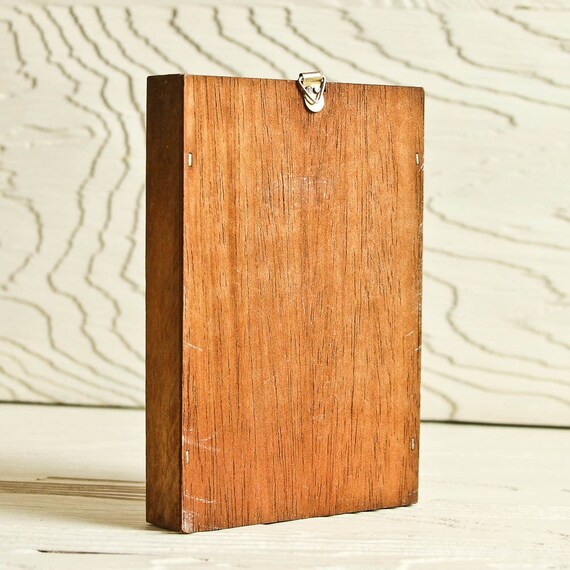 Vintage dollhouse mini shadow box with set of blue and white