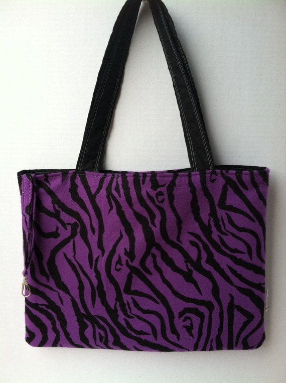 Purple Zebra Tote Bag includes Zipper pouch Toddler Bag