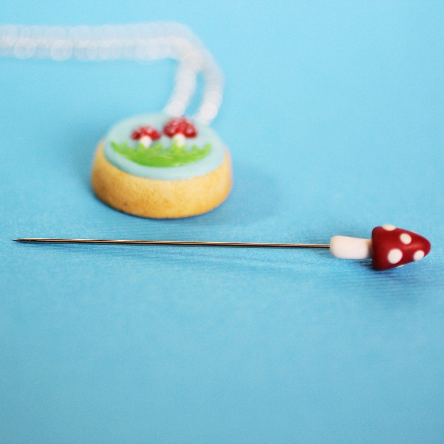 Mushroom Sugar Cookie Polymer Clay Food Necklace